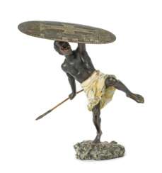 Afrikanischer Krieger Wiener Bronze, um 1900, Bronze, kalt b…
