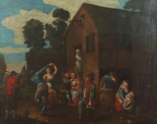 Maler des 17./18. Jh. ''Vorm Bauernhaus'', mehrfigurige Genr…