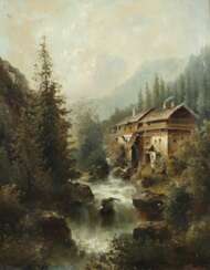 Bender, J. Maler des 19. Jh.. ''Bergbach und Wassermühle'', …