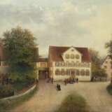Maler des 19. Jh. ''Sonntag im Dorf'', Blick auf das Gebäude… - фото 1
