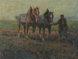Monogrammist PH Maler des 19./20. Jh.. ''Pferde auf dem Feld…