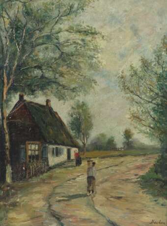Maler des 19./20. Jh. ''Bauernhaus mit heimkehrendem Bauernp… - Foto 1