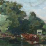 Maler des 20. Jh. ''Am Flussufer'', stilisierte Sommerlandsc… - Foto 1