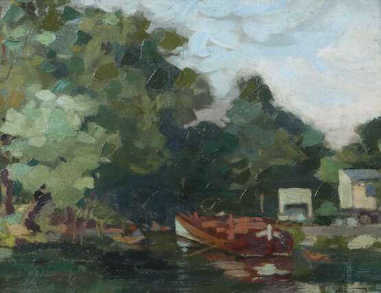 Maler des 20. Jh. ''Am Flussufer'', stilisierte Sommerlandsc… - фото 1