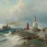 Maler des 19./20. Jh. ''Leuchtturm mit Mole'', Küstenpartie … - photo 1
