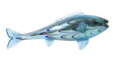 Glasfisch Wohl Böhmen, 20. Jh., aus hellblau eingefärbtem Gl…