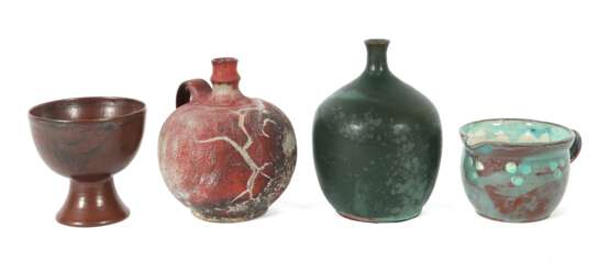 4 Keramiken 2. H. 20. Jh., beiger bzw. rötlicher Scherben, 1… - photo 1