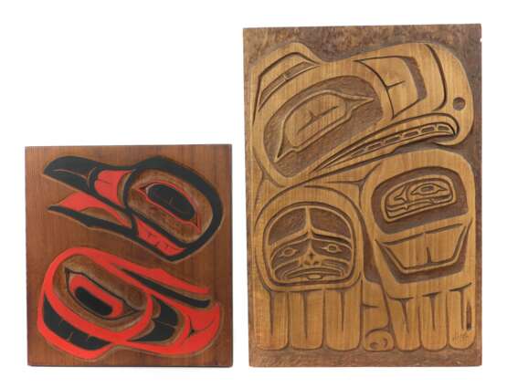 First Nation Künstler des 20. Jh. Paar Reliefplatten, Holz g… - фото 1