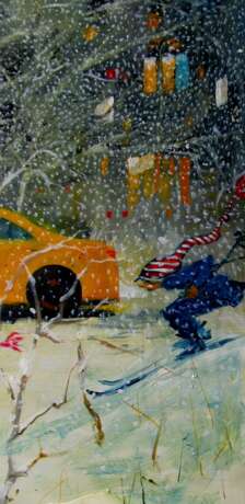 It is snowing in New York oil on cardboard Realismus Romantic Ukraine 2024 - Foto 5