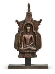 A SMALL BRONZE PLAQUE OF BUDDHA