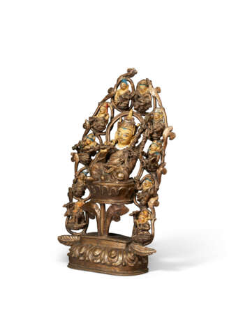 A BRONZE FIGURE OF PADMASAMBHAVA WITH MANIFESTATIONS AND DISCIPLES - фото 3