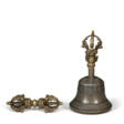 A METAL ALLOY AND BRONZE GHANTA AND A BRONZE VAJRA - Auction archive