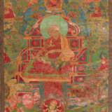 A PAINTING OF A LAMA ON A MEDITATION THRONE - Foto 1