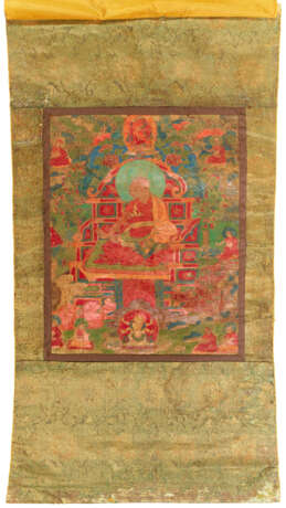 A PAINTING OF A LAMA ON A MEDITATION THRONE - photo 2