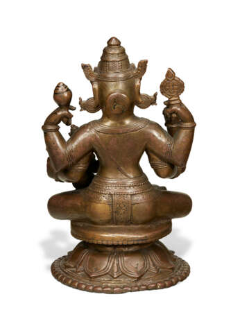 A BRASS FIGURE OF VISHNU AND LAKSMI - photo 3