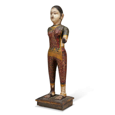 A PAINTED WOOD FIGURE OF A LADY - Foto 5