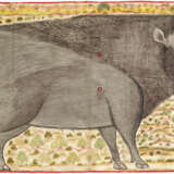 A LARGE CLOTH PAINTING OF A BOAR - photo 1