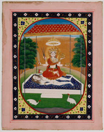 A PAINTING OF TANTRIC DEVI SEATED ON SHIVA - фото 3