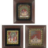 A GROUP OF THREE REVERSE GLASS PAITINGS - фото 1