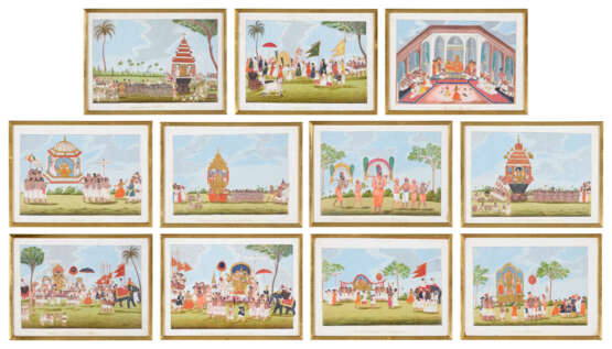 A GROUP OF ELEVEN PAINTINGS DEPICTING PROCESSIONS AND FESTIVITIES - photo 1