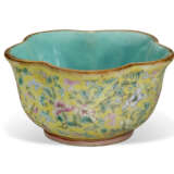 A SMALL YELLOW-GROUND FAMILLE ROSE FOLIATE CUP - photo 3