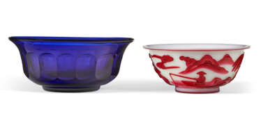 TWO GLASS BOWLS