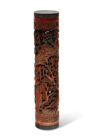 A RETICULATED BAMBOO CYLINDRICAL INCENSE HOLDER - фото 2