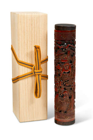 A RETICULATED BAMBOO CYLINDRICAL INCENSE HOLDER - фото 4