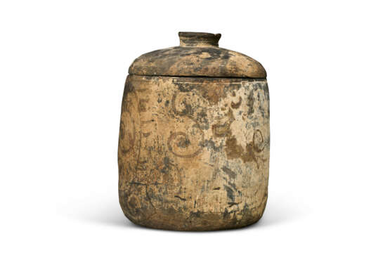 A PAINTED POTTERY CYLINDRICAL JAR AND COVER - photo 2