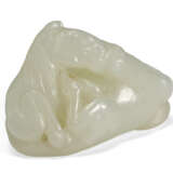 A SMALL WHITE JADE CARVING OF TWO HORSES - photo 3
