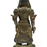 A PARCEL-GILT AND PAINTED BRONZE FIGURE OF A STANDING GUARDIAN - photo 2