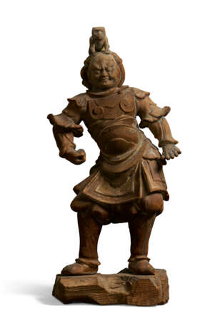 A WOOD SCULPTURE OF TEMPLE GUARDIAN - photo 1