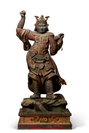 A WOOD SCULPTURE OF BISHAMONTEN (VAISRAVANA) - photo 1