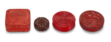 A GROUP OF FOUR LACQUER INCENSE BOXES