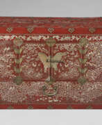 Korea. A MOTHER-OF-PEARL INLAID RED LACQUER STORAGE CHEST