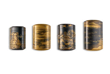 FOUR LACQUER INRO WITH LANDSCAPES