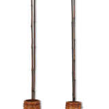 A PAIR OF BAMBOO HANGING VASES WITH RODS - photo 1