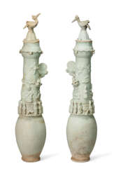 A PAIR OF LARGE QINGBAI VASES AND COVERS