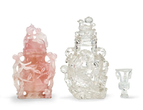 TWO CARVED ROCK CRYSTAL VASES - photo 1