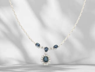 Chain/necklace: fine white gold vintage sapphire/brilliant-c…