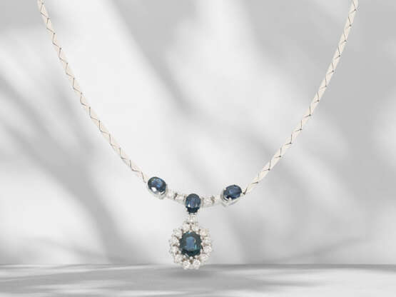 Chain/necklace: fine white gold vintage sapphire/brilliant-c… - photo 1