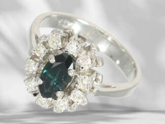 Ring: vintage sapphire/brilliant-cut diamond goldsmith's flo…