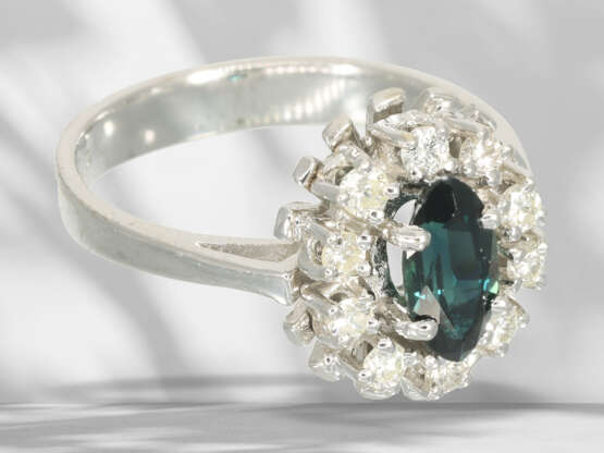 Ring: vintage sapphire/brilliant-cut diamond goldsmith's flo… - фото 2