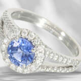 Ring: elegant sapphire/brilliant-cut diamond white gold ring… - photo 1