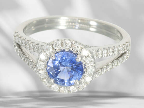 Ring: elegant sapphire/brilliant-cut diamond white gold ring… - фото 5
