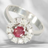 Ring: white gold vintage ruby/brilliant-cut diamond gold rin… - photo 1