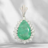 Pendant: vintage emerald/brilliant-cut diamond pendant… - фото 1