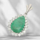 Pendant: vintage emerald/brilliant-cut diamond pendant… - photo 2