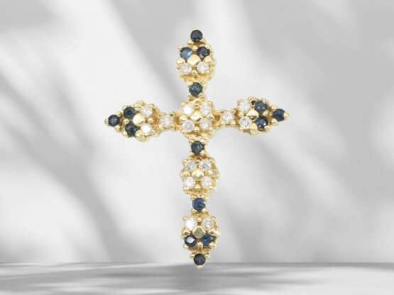 Pendant: decorative, gold sapphire/brilliant-cut diamond gol… - фото 2
