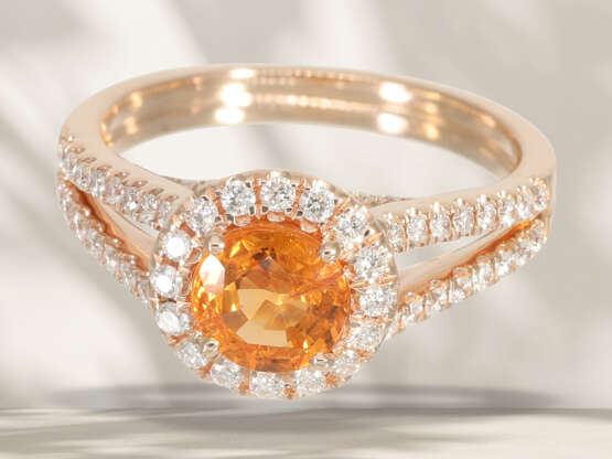 Ring: fine goldsmith ring with beautiful mandarin garnet and… - фото 2